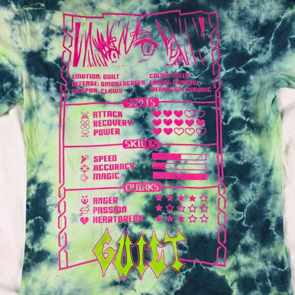 Broken Promises Guilt Anime Graphic Large Green Shirt Tie Dye Short Sleeve - Picture 3 of 12